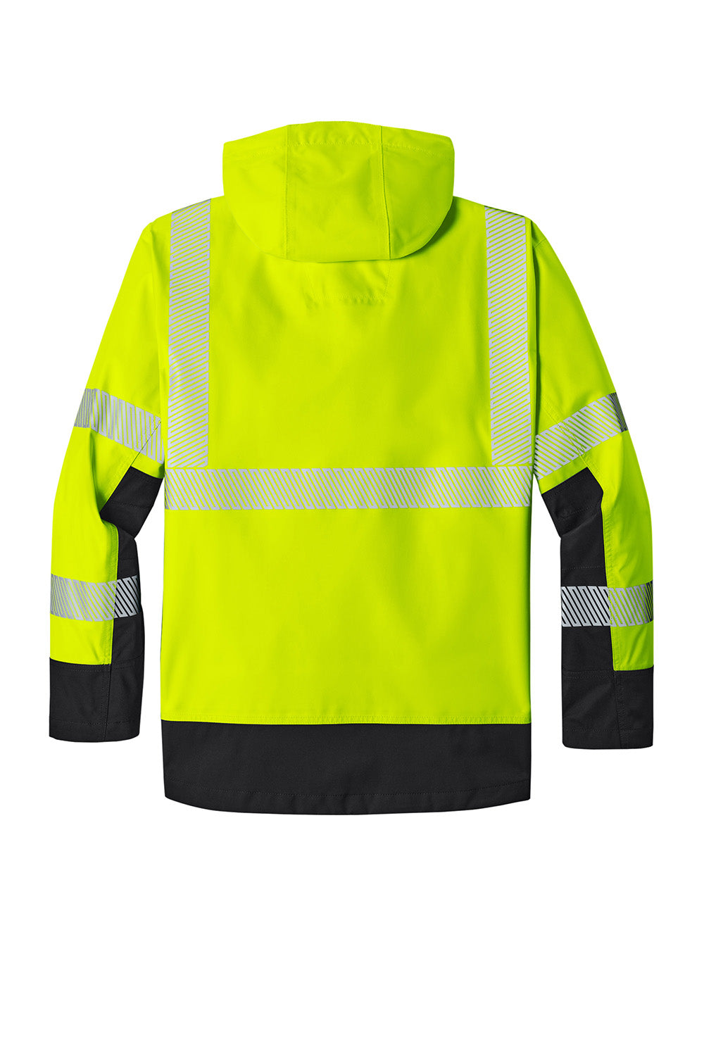 Carhartt CT106693 Mens ANSI 107 Class 3 Storm Defender Full Zip Hooded Jacket Bright Lime Green Flat Back