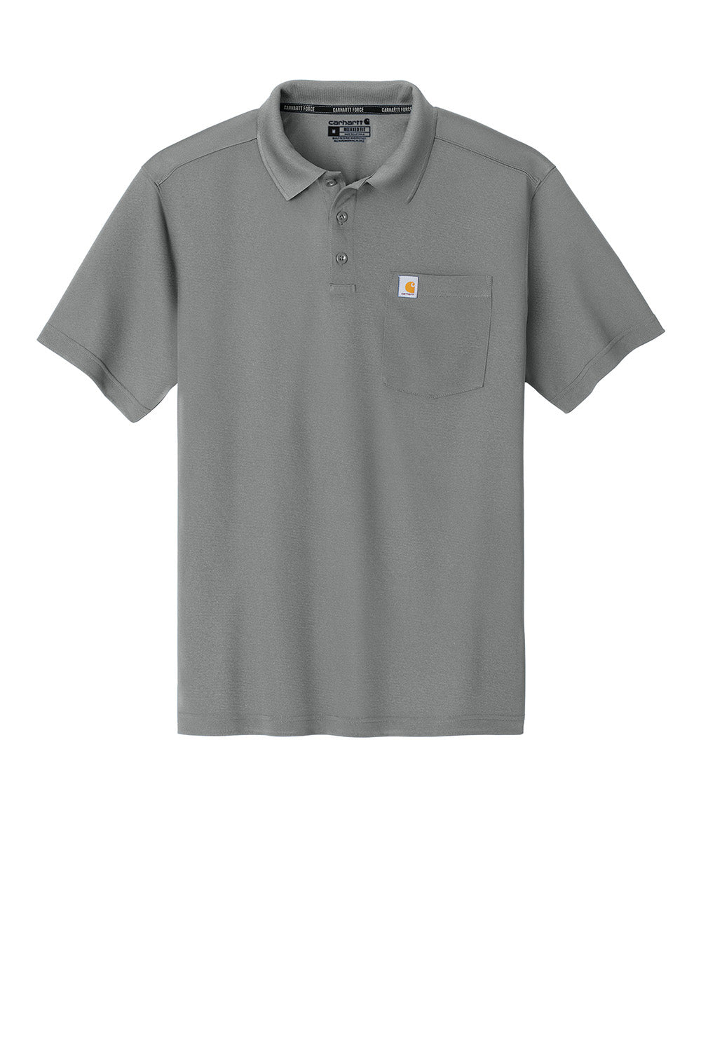 Carhartt CT106880 Mens Moisture Wicking Short Sleeve Polo Shirt w/ Pocket Asphalt Grey Flat Front