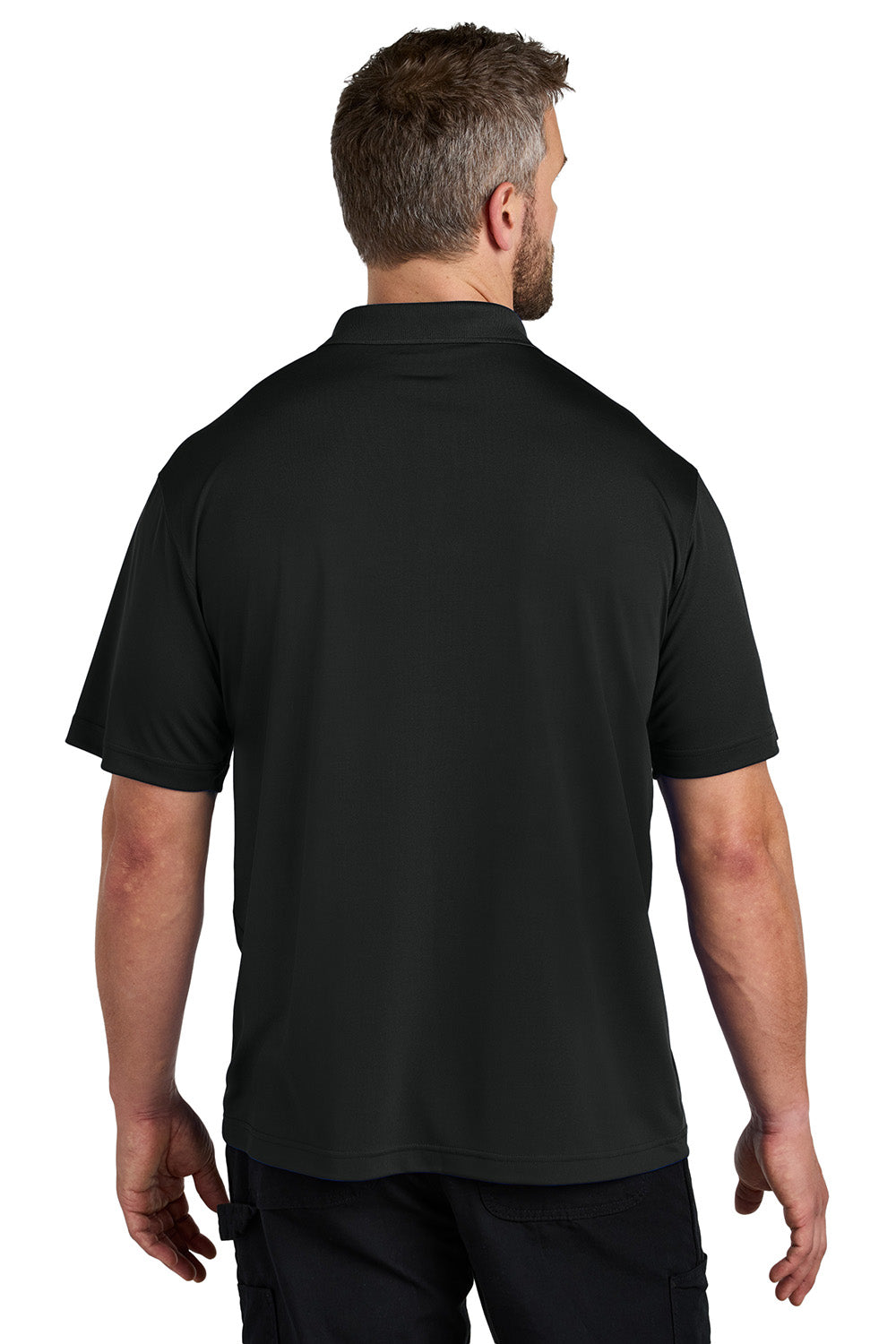 Carhartt CT106880 Mens Moisture Wicking Short Sleeve Polo Shirt w/ Pocket Black Model Back