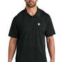 Carhartt Mens Moisture Wicking Short Sleeve Polo Shirt w/ Pocket - Black - New