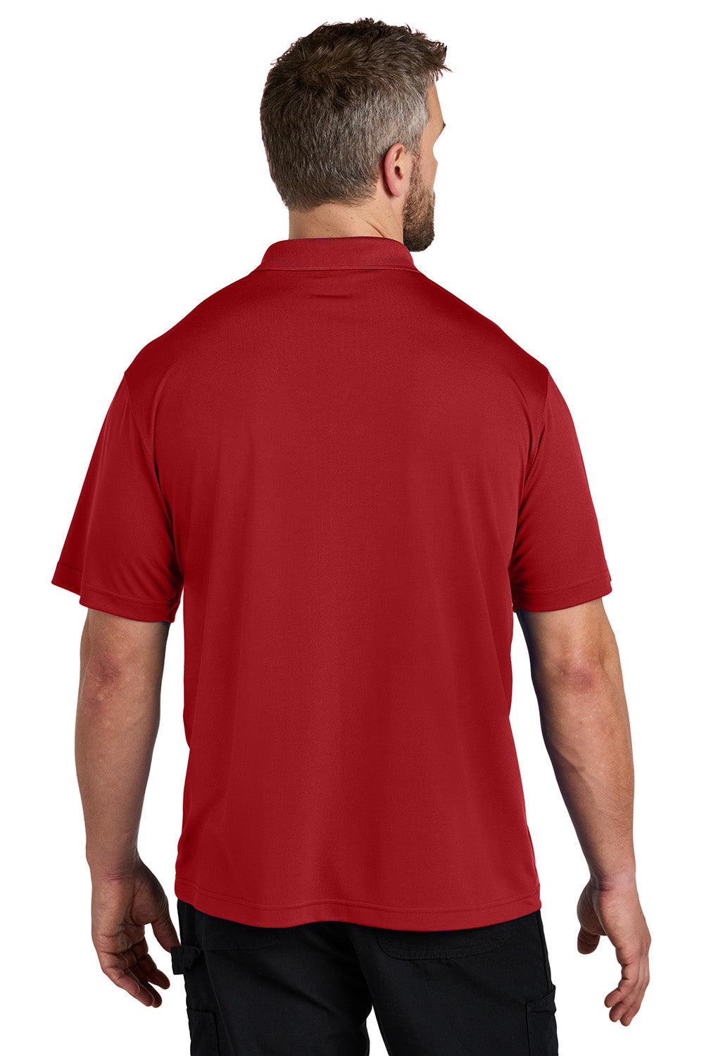 Carhartt CT106880 Mens Moisture Wicking Short Sleeve Polo Shirt w/ Pocket Crimson Red Model Back