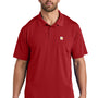 Carhartt Mens Moisture Wicking Short Sleeve Polo Shirt w/ Pocket - Crimson Red - New