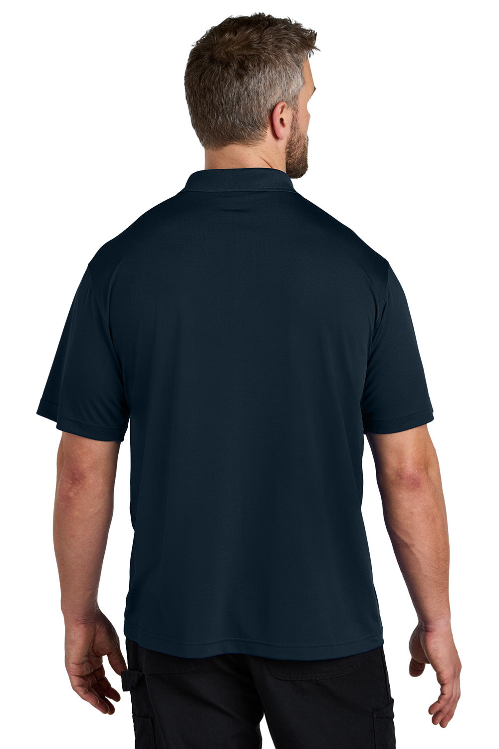 Carhartt CT106880 Mens Moisture Wicking Short Sleeve Polo Shirt w/ Pocket Navy Blue Model Back