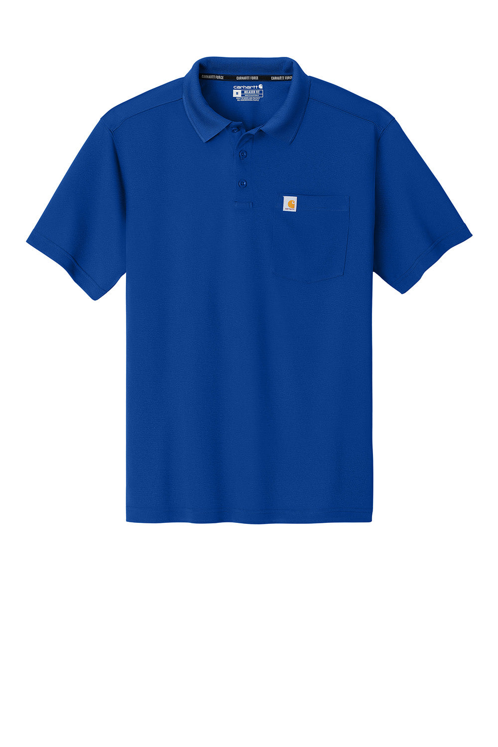 Carhartt CT106880 Mens Moisture Wicking Short Sleeve Polo Shirt w/ Pocket Royal Glass Blue Flat Front