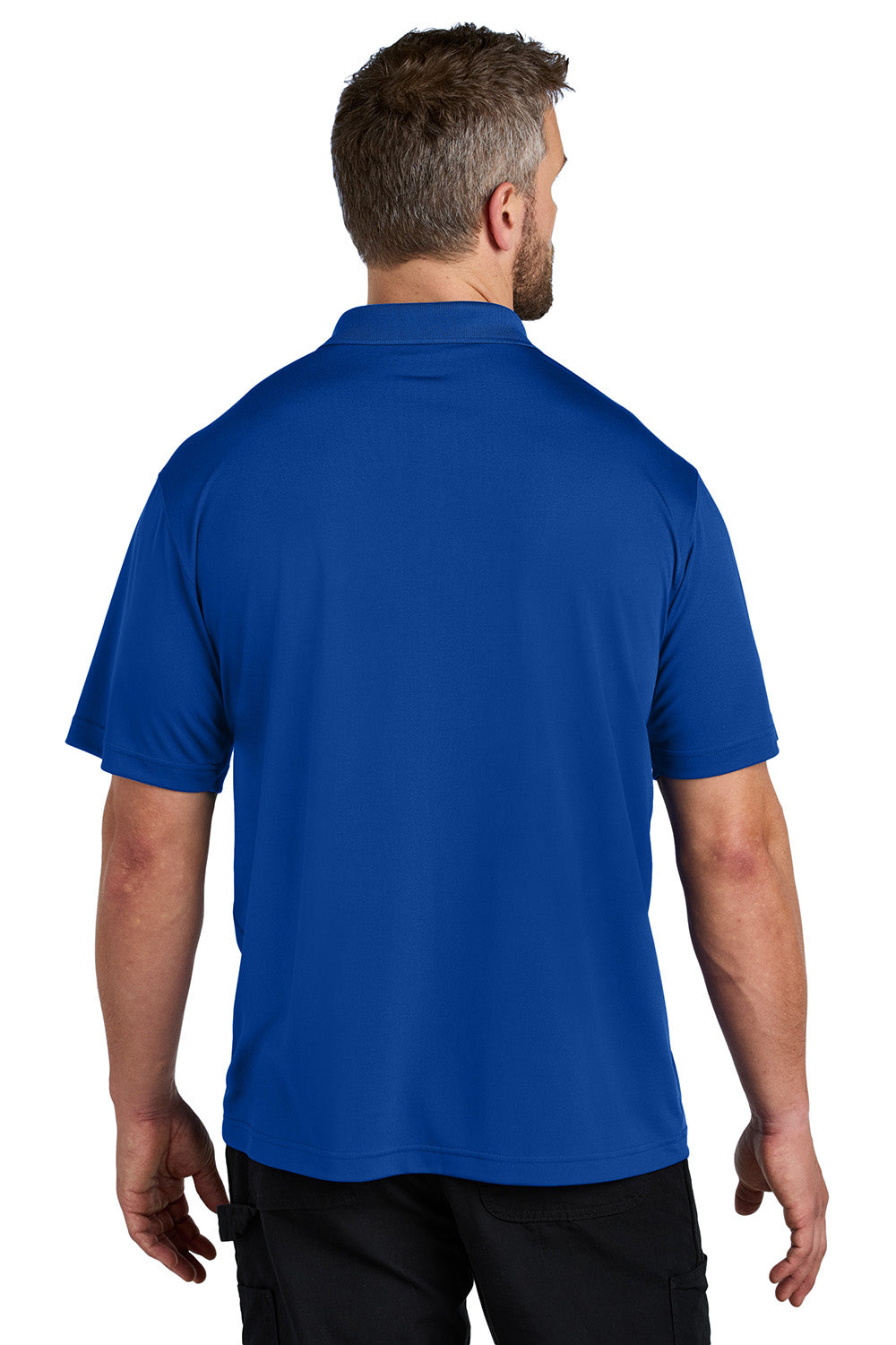 Carhartt CT106880 Mens Moisture Wicking Short Sleeve Polo Shirt w/ Pocket Royal Glass Blue Model Back