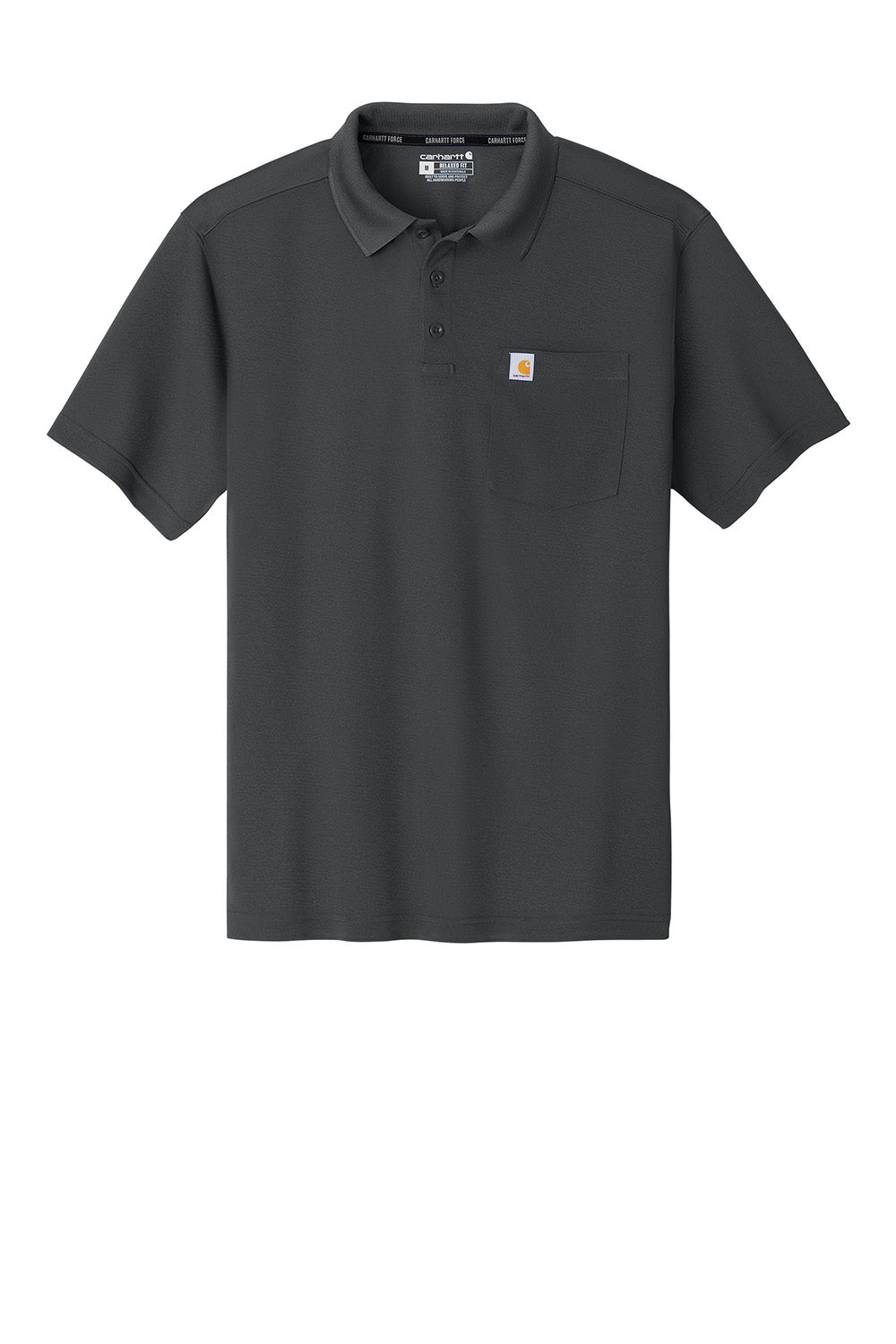 Carhartt CT106880 Mens Moisture Wicking Short Sleeve Polo Shirt w/ Pocket Shadow Grey Flat Front