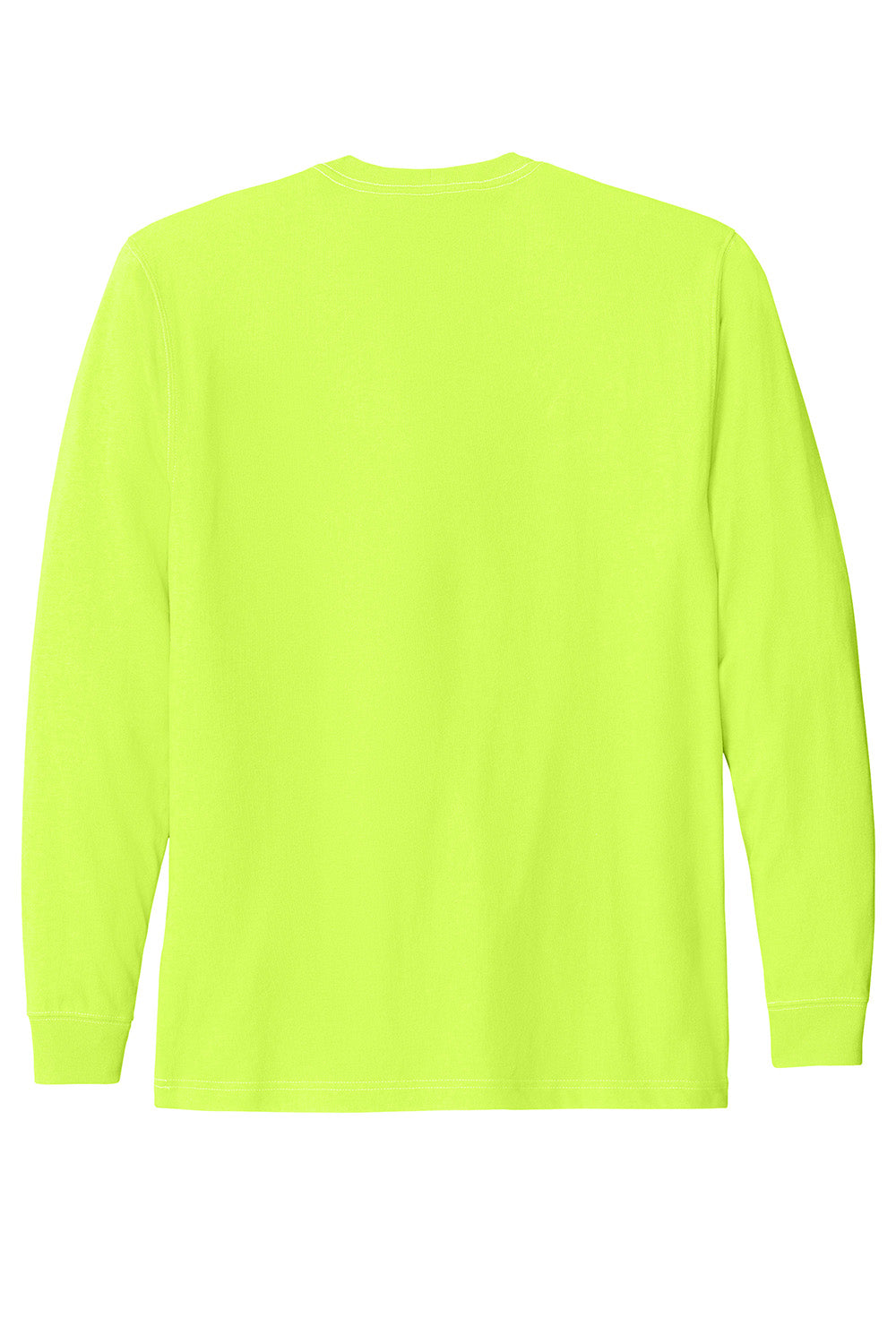 Carhartt CTK126 Mens Workwear Long Sleeve Crewneck T-Shirt w/ Pocket Bright Lime Green Flat Back