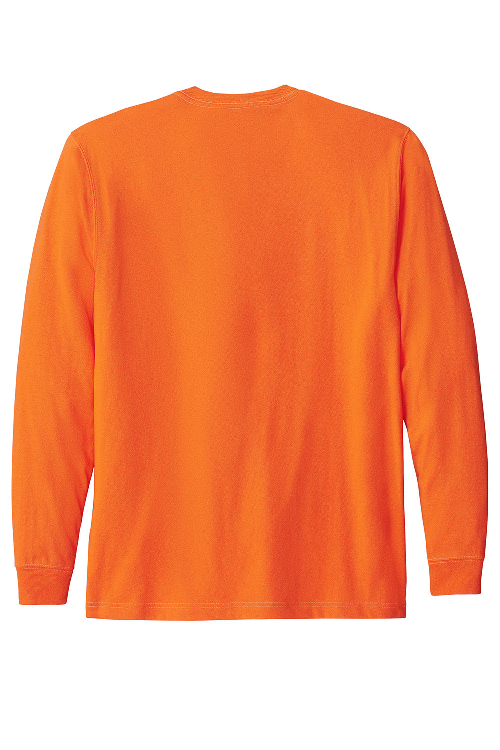 Carhartt CTK126 Mens Workwear Long Sleeve Crewneck T-Shirt w/ Pocket Bright Orange Flat Back