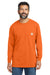 Carhartt CTK126 Mens Workwear Long Sleeve Crewneck T-Shirt w/ Pocket Bright Orange Model Front