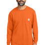 Carhartt Mens Workwear Long Sleeve Crewneck T-Shirt w/ Pocket - Bright Orange