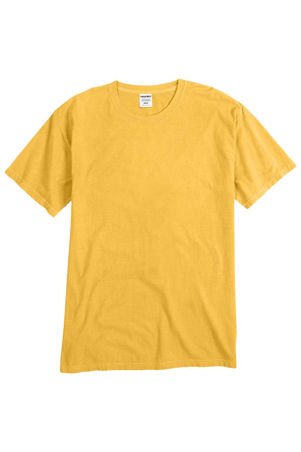 ComfortWash By Hanes GDH100 Mens Short Sleeve Crewneck T-Shirt Butterscotch Yellow Flat Front