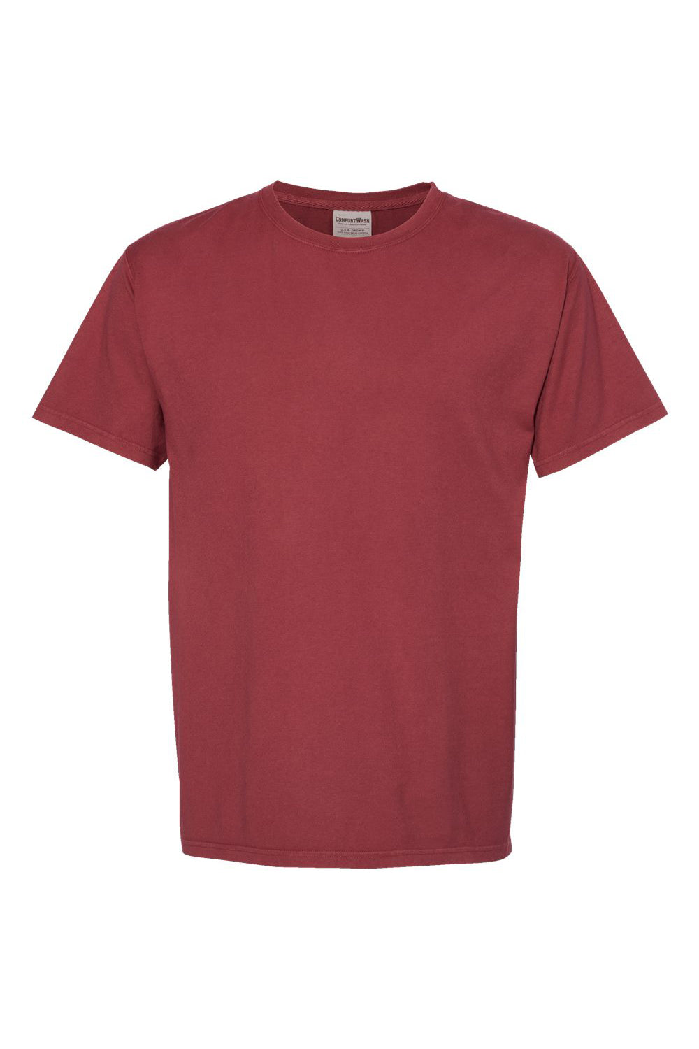 ComfortWash By Hanes GDH100 Mens Short Sleeve Crewneck T-Shirt Cayenne Red Flat Front