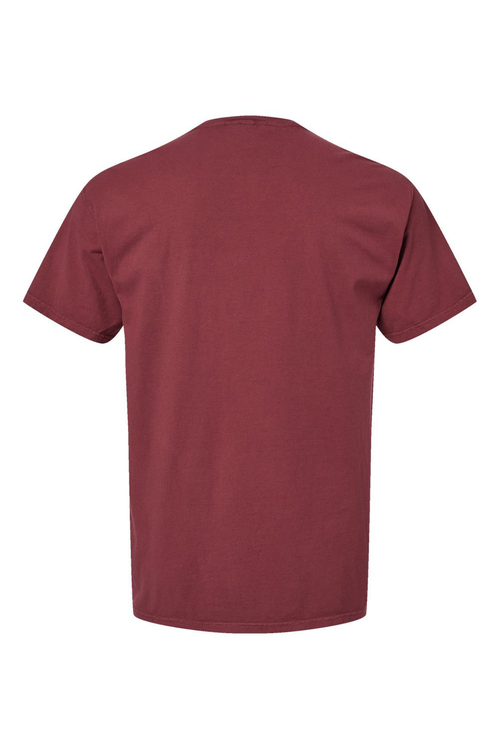 ComfortWash By Hanes GDH150 Mens Short Sleeve Crewneck T-Shirt w/ Pocket Cayenne Red Flat Back