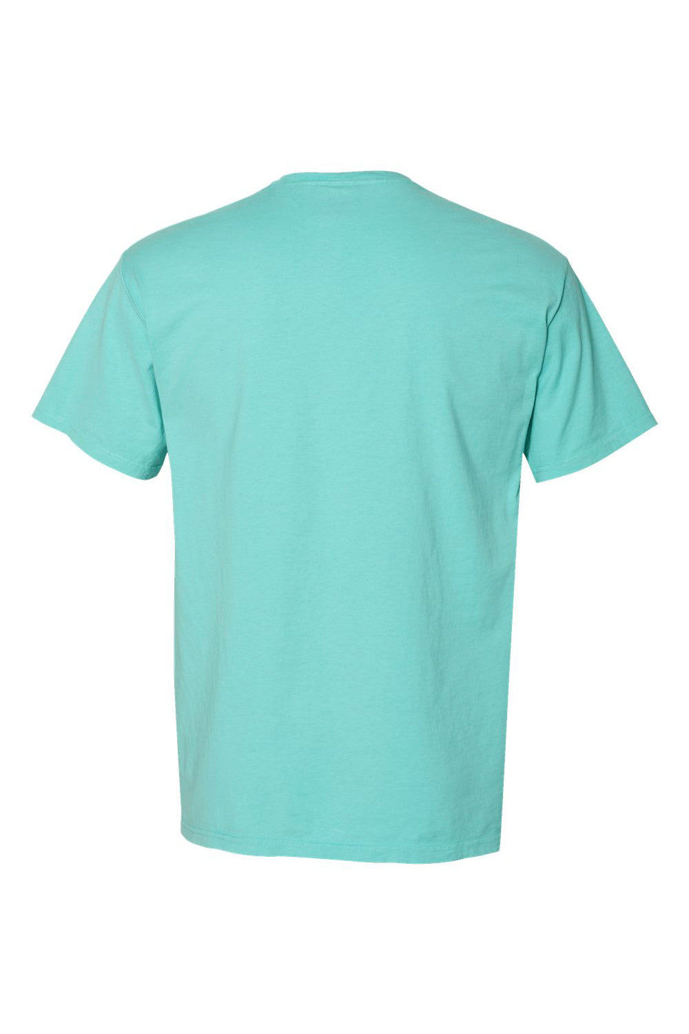 ComfortWash By Hanes GDH150 Mens Short Sleeve Crewneck T-Shirt w/ Pocket Mint Green Flat Back