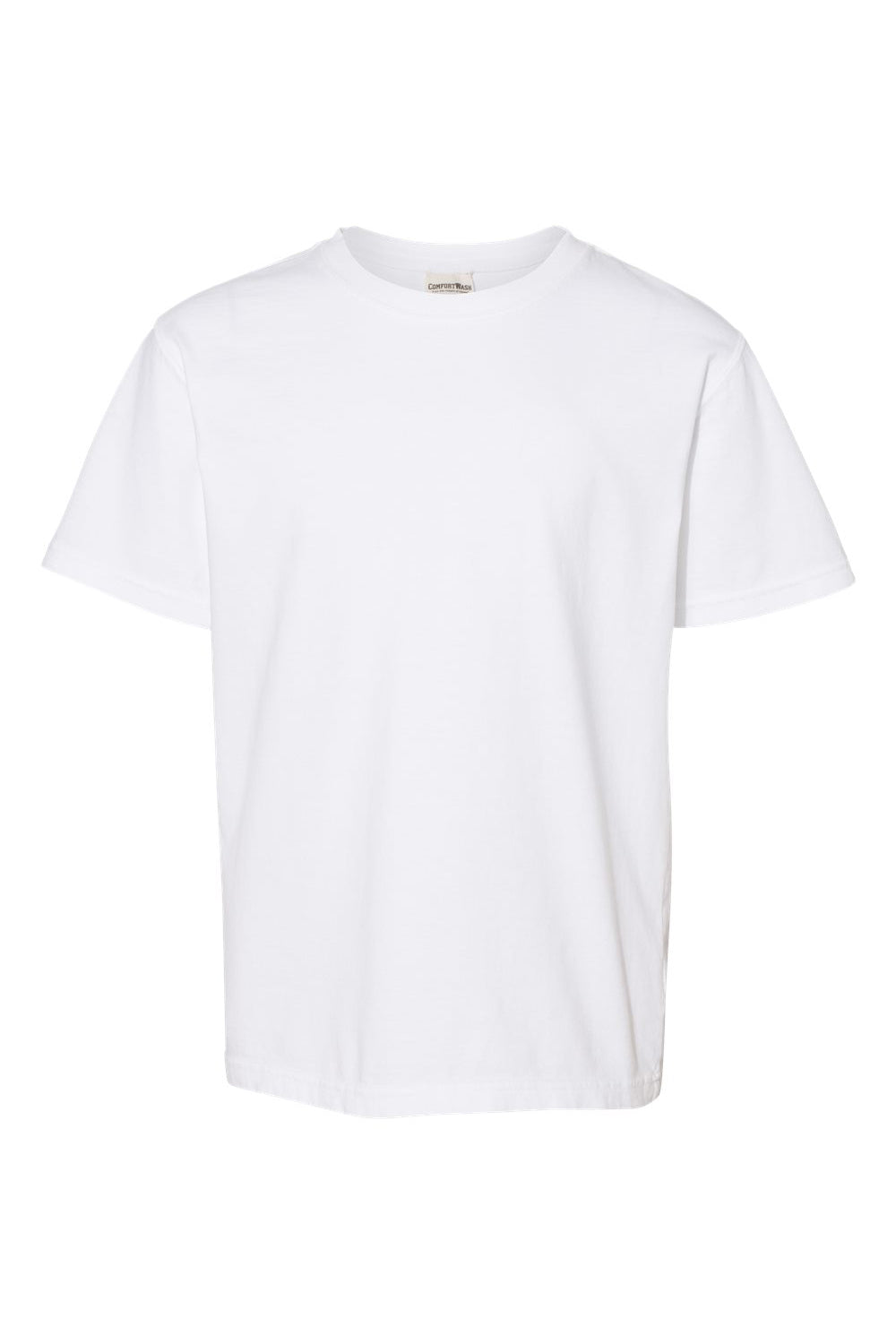 ComfortWash By Hanes GDH175 Youth Short Sleeve Crewneck T-Shirt White Flat Front