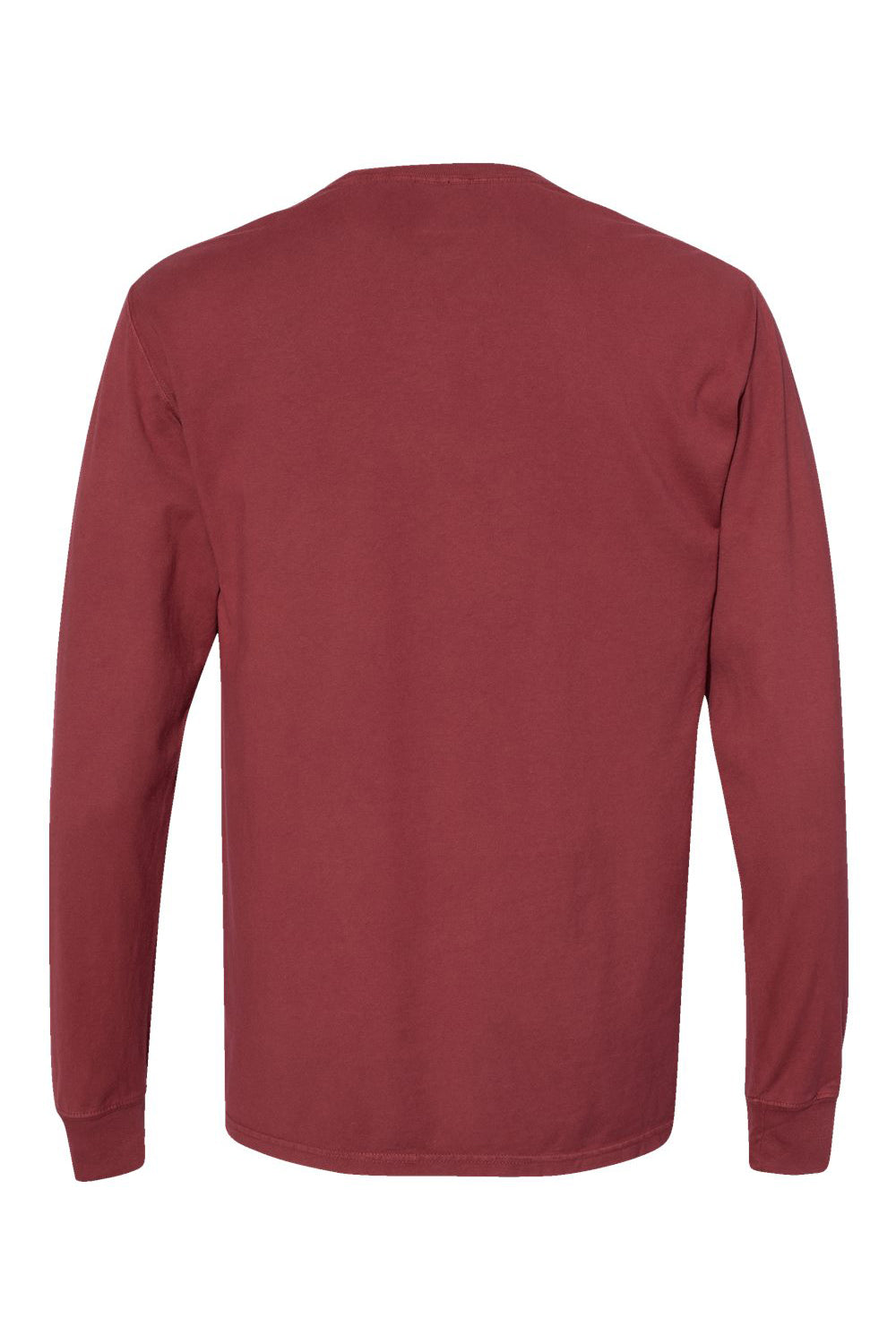 ComfortWash By Hanes GDH200 Mens Long Sleeve Crewneck T-Shirt Cayenne Red Flat Back