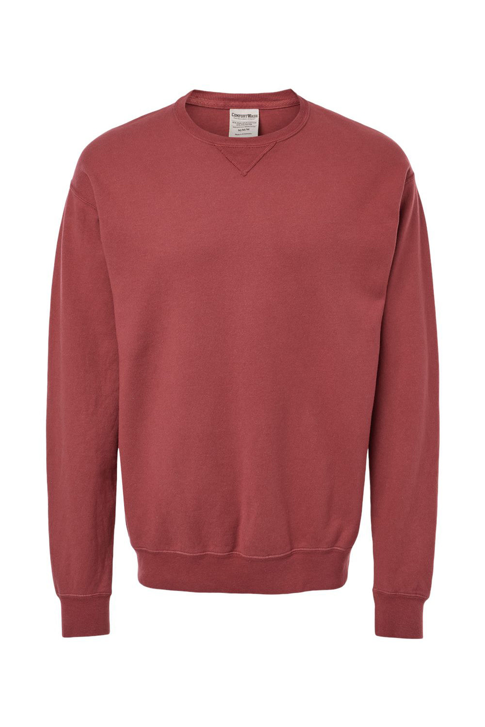 ComfortWash By Hanes GDH400 Mens Crewneck Sweatshirt Cayenne Red Flat Front