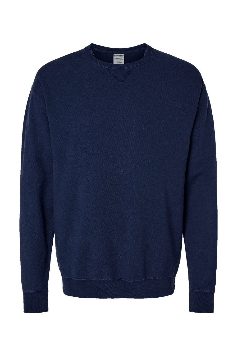 ComfortWash By Hanes GDH400 Mens Crewneck Sweatshirt Navy Blue Flat Front