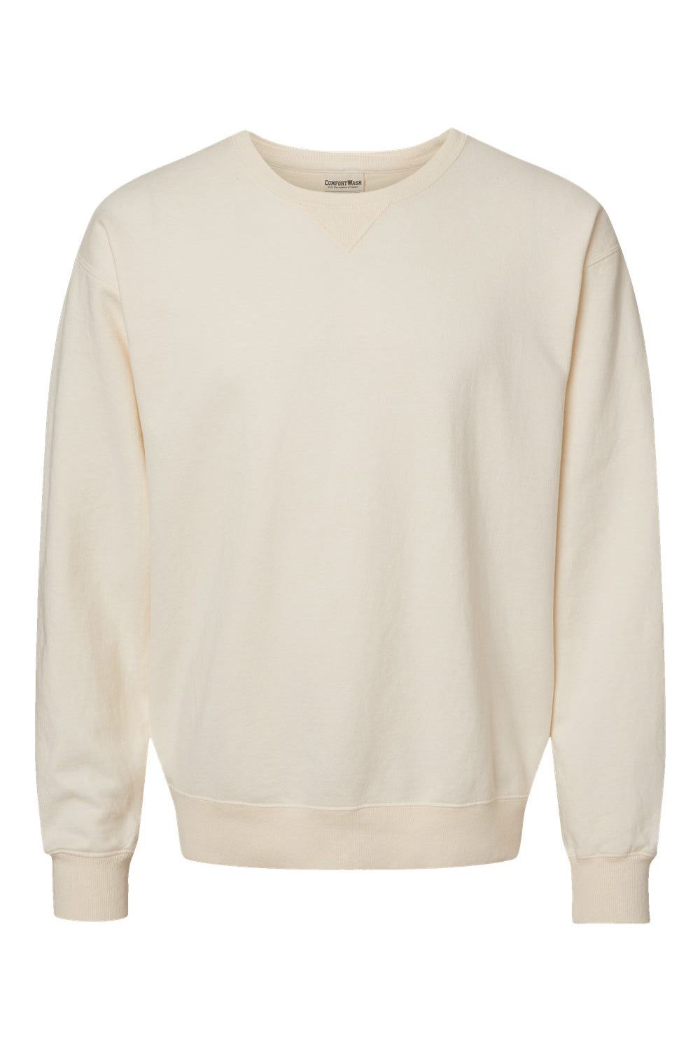 ComfortWash By Hanes GDH400 Mens Crewneck Sweatshirt Parchment Flat Front