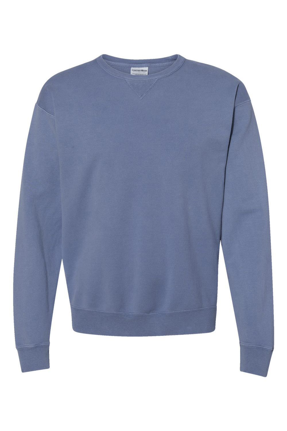 ComfortWash By Hanes GDH400 Mens Crewneck Sweatshirt Saltwater Blue Flat Front