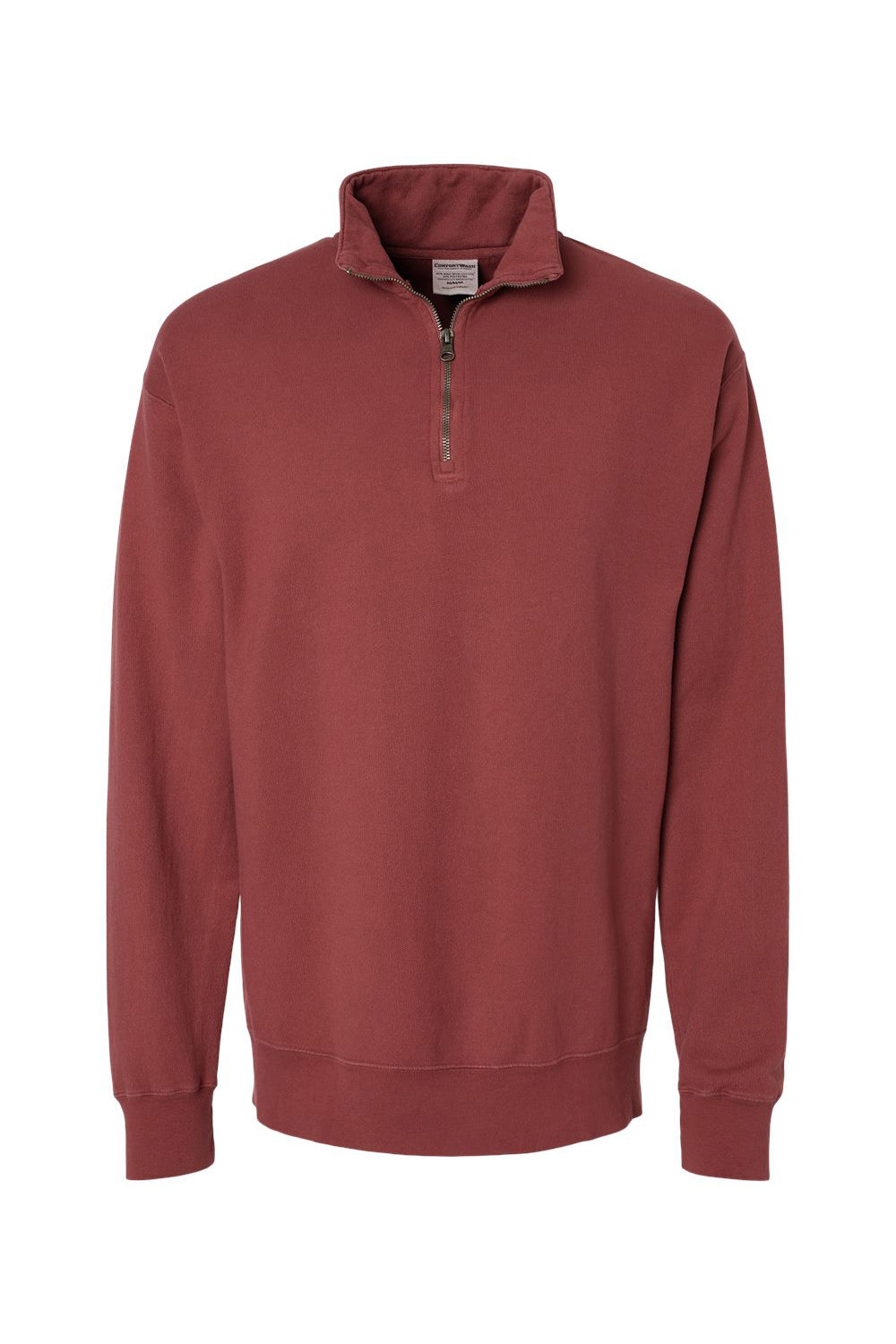 ComfortWash By Hanes GDH425 Mens 1/4 Zip Sweatshirt Cayenne Red Flat Front