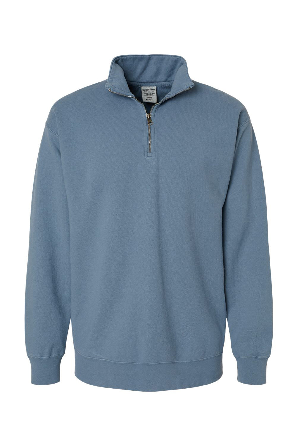 ComfortWash By Hanes GDH425 Mens 1/4 Zip Sweatshirt Saltwater Blue Flat Front