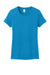 District DM104L Womens Perfect Weight Short Sleeve Crewneck T-Shirt Bright Turquoise Blue Flat Front