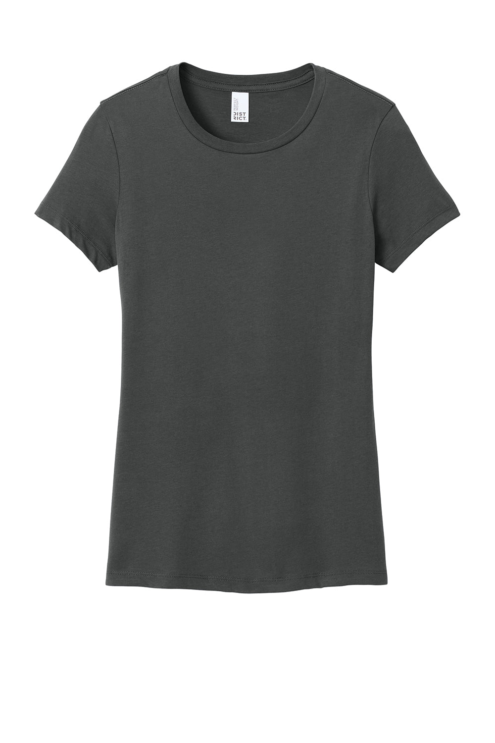 District DM104L Womens Perfect Weight Short Sleeve Crewneck T-Shirt Charcoal Grey Flat Front