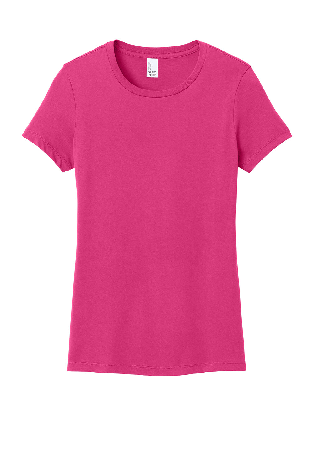 District DM104L Womens Perfect Weight Short Sleeve Crewneck T-Shirt Dark Fuchsia Pink Flat Front