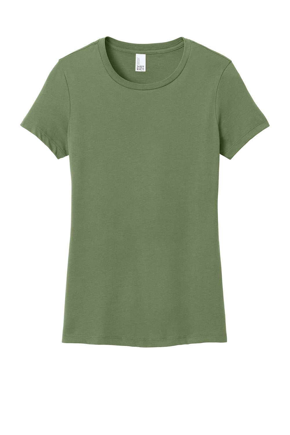 District DM104L Womens Perfect Weight Short Sleeve Crewneck T-Shirt Fresh Fatigue Green Flat Front