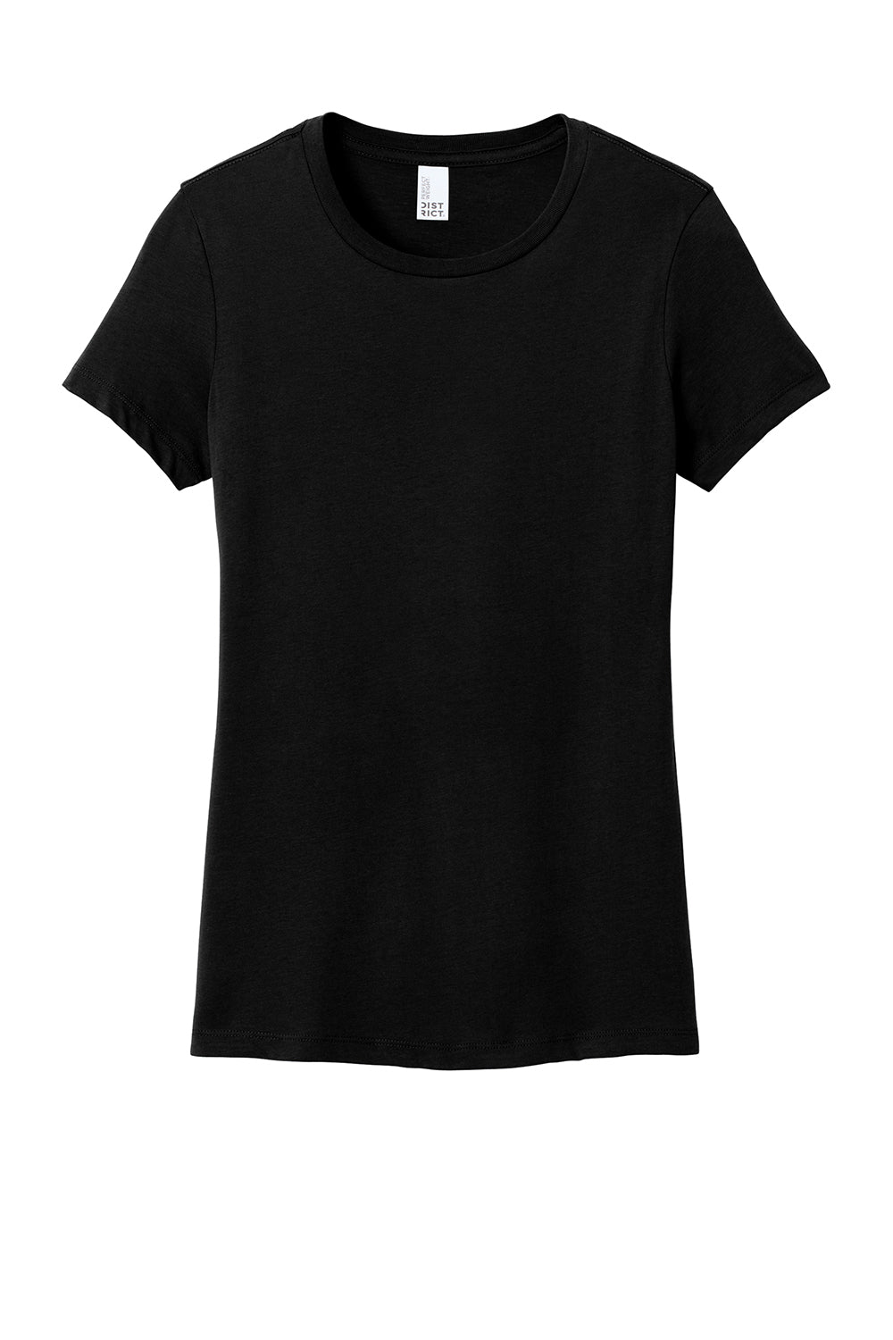 District DM104L Womens Perfect Weight Short Sleeve Crewneck T-Shirt Jet Black Flat Front