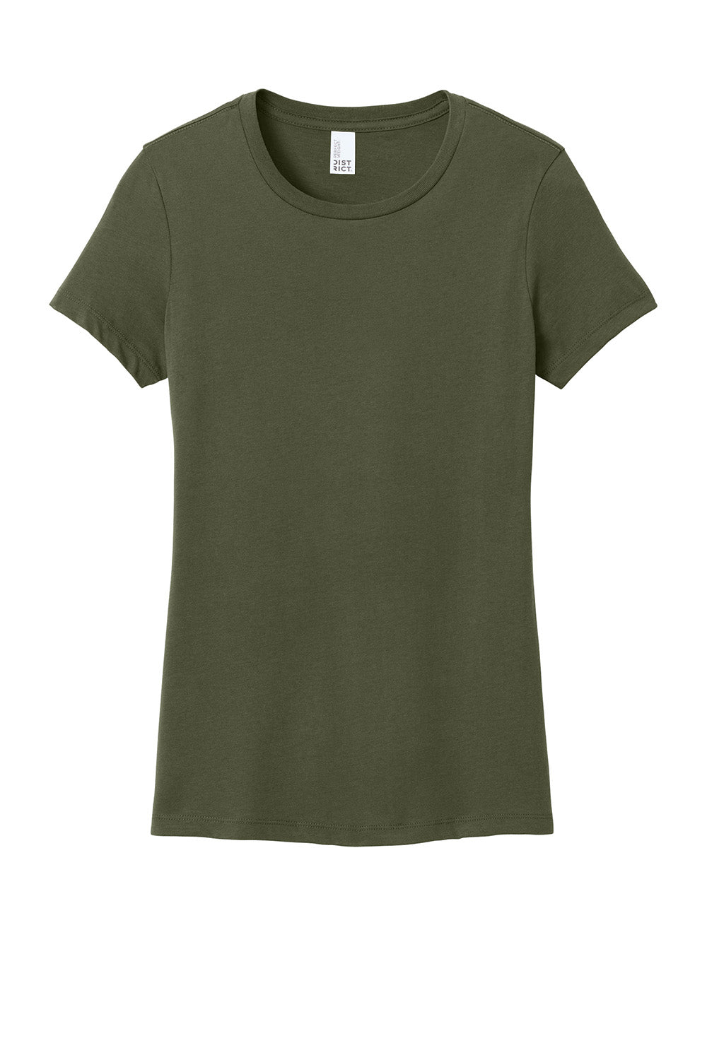 District DM104L Womens Perfect Weight Short Sleeve Crewneck T-Shirt Military Green Flat Front