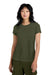 District DM104L Womens Perfect Weight Short Sleeve Crewneck T-Shirt Military Green Model Front