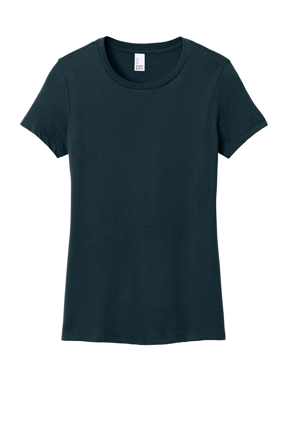 District DM104L Womens Perfect Weight Short Sleeve Crewneck T-Shirt New Navy Blue Flat Front