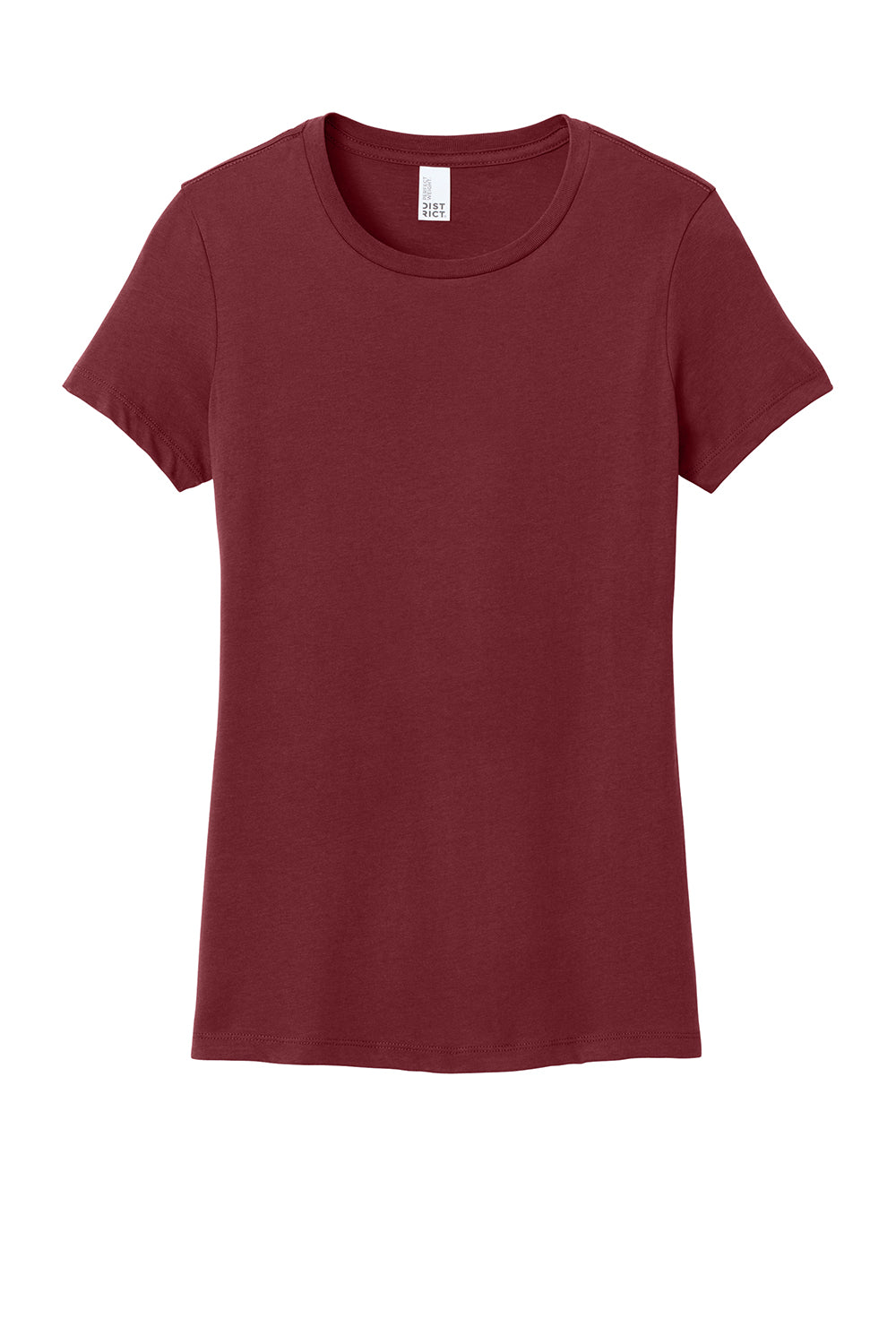 District DM104L Womens Perfect Weight Short Sleeve Crewneck T-Shirt Sangria Red Flat Front