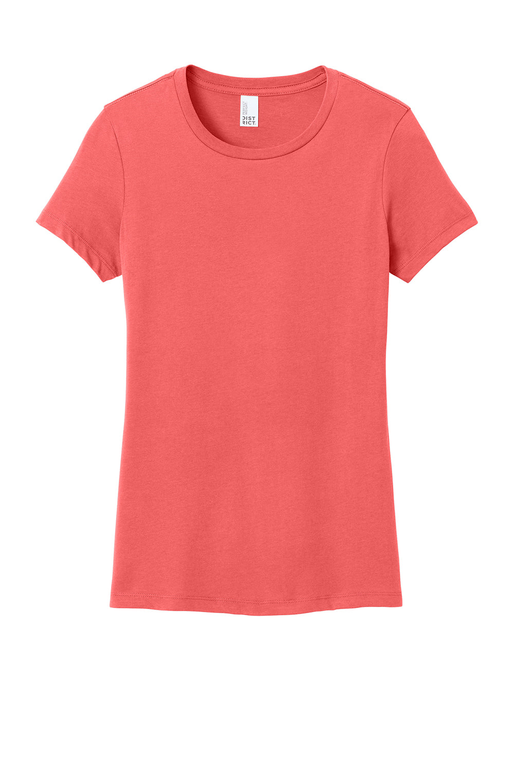 District DM104L Womens Perfect Weight Short Sleeve Crewneck T-Shirt Coral Flat Front