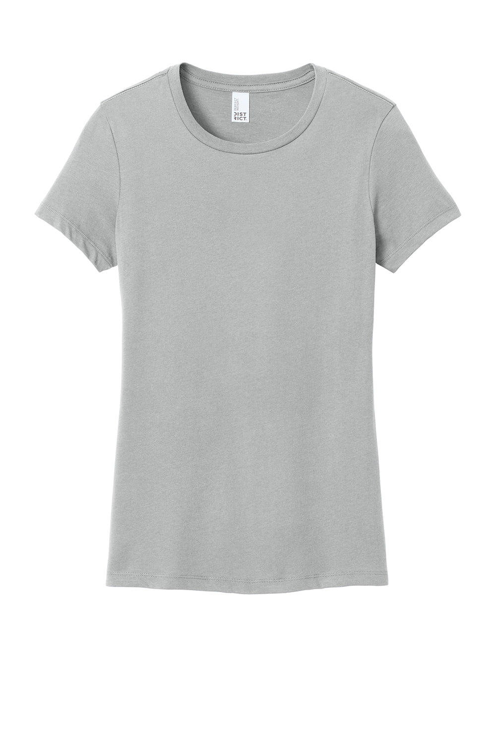 District DM104L Womens Perfect Weight Short Sleeve Crewneck T-Shirt Silver Grey Flat Front