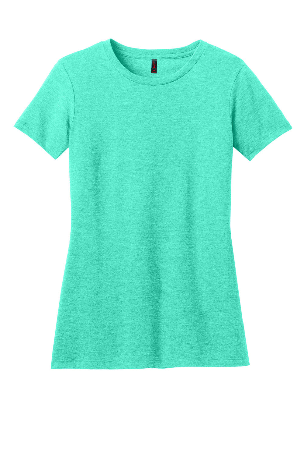 District DM108L Womens Perfect Blend Short Sleeve Crewneck T-Shirt Heather Aqua Green Flat Front