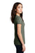 District DM108L Womens Perfect Blend Short Sleeve Crewneck T-Shirt Heather Olive Green Model Side