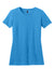 District DM108L Womens Perfect Blend Short Sleeve Crewneck T-Shirt Heather Bright Turquoise Blue Flat Front