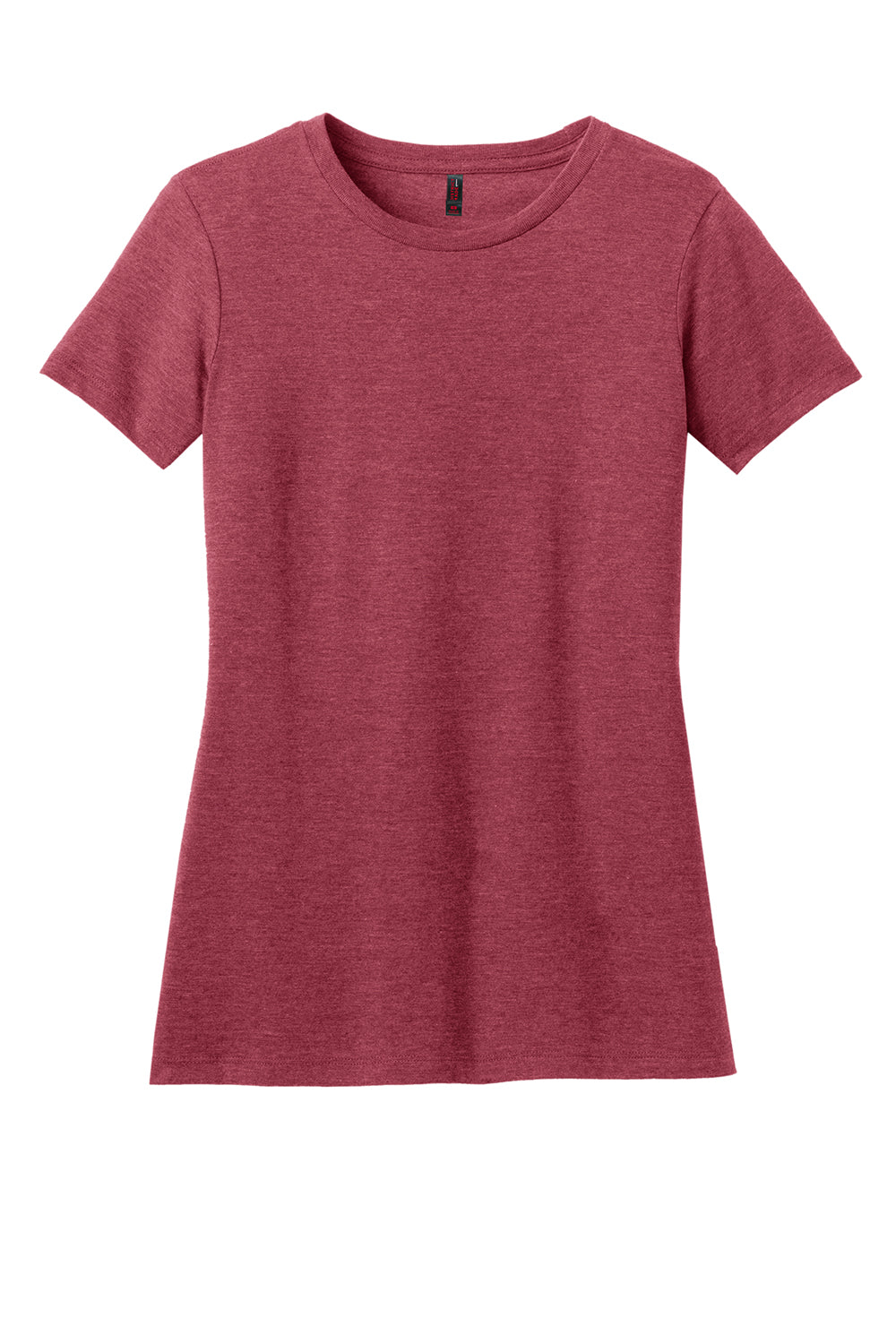 District DM108L Womens Perfect Blend Short Sleeve Crewneck T-Shirt Heather Red Flat Front