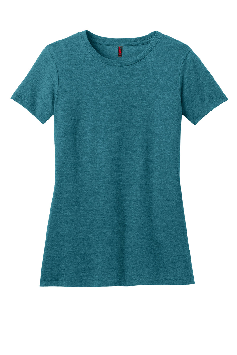 District DM108L Womens Perfect Blend Short Sleeve Crewneck T-Shirt Heather Teal Green Flat Front