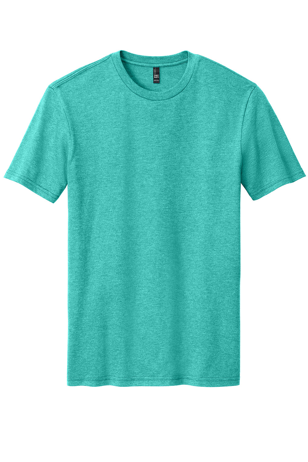 District DM108 Mens Perfect Blend Short Sleeve Crewneck T-Shirt Heather Aqua Blue Flat Front