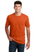 District DM108 Mens Perfect Blend Short Sleeve Crewneck T-Shirt Heather Deep Orange Model Front