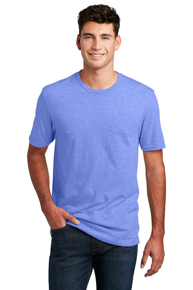 District DM108 Mens Perfect Blend Short Sleeve Crewneck T-Shirt Heather Electric Purple Model Front