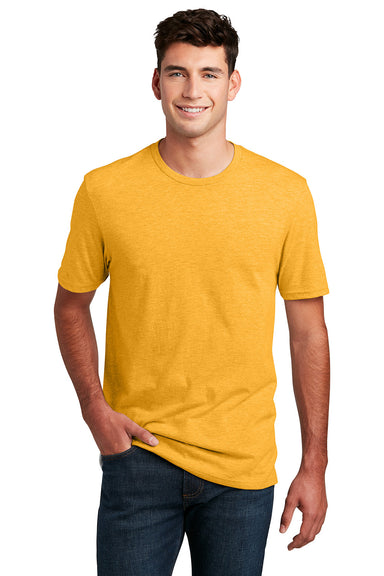 District DM108 Mens Perfect Blend Short Sleeve Crewneck T-Shirt Heather Gold Model Front