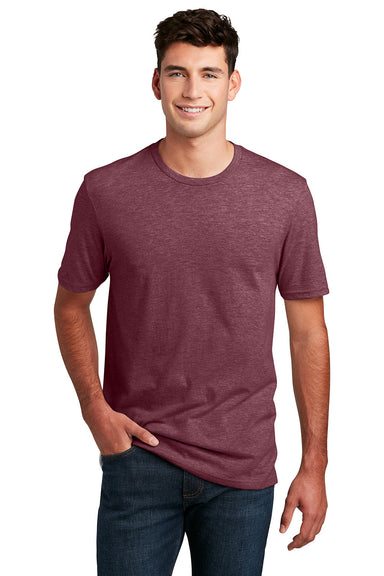 District DM108 Mens Perfect Blend Short Sleeve Crewneck T-Shirt Heather Cardinal Red Model Front