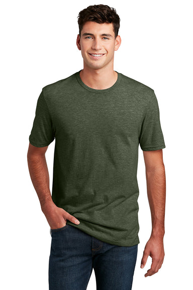 District DM108 Mens Perfect Blend Short Sleeve Crewneck T-Shirt Heather Forest Green Model Front