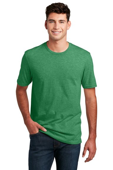 District DM108 Mens Perfect Blend Short Sleeve Crewneck T-Shirt Heather Kelly Green Model Front