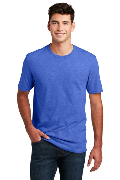 District DM108 Mens Perfect Blend Short Sleeve Crewneck T-Shirt Royal Blue Frost Model Front